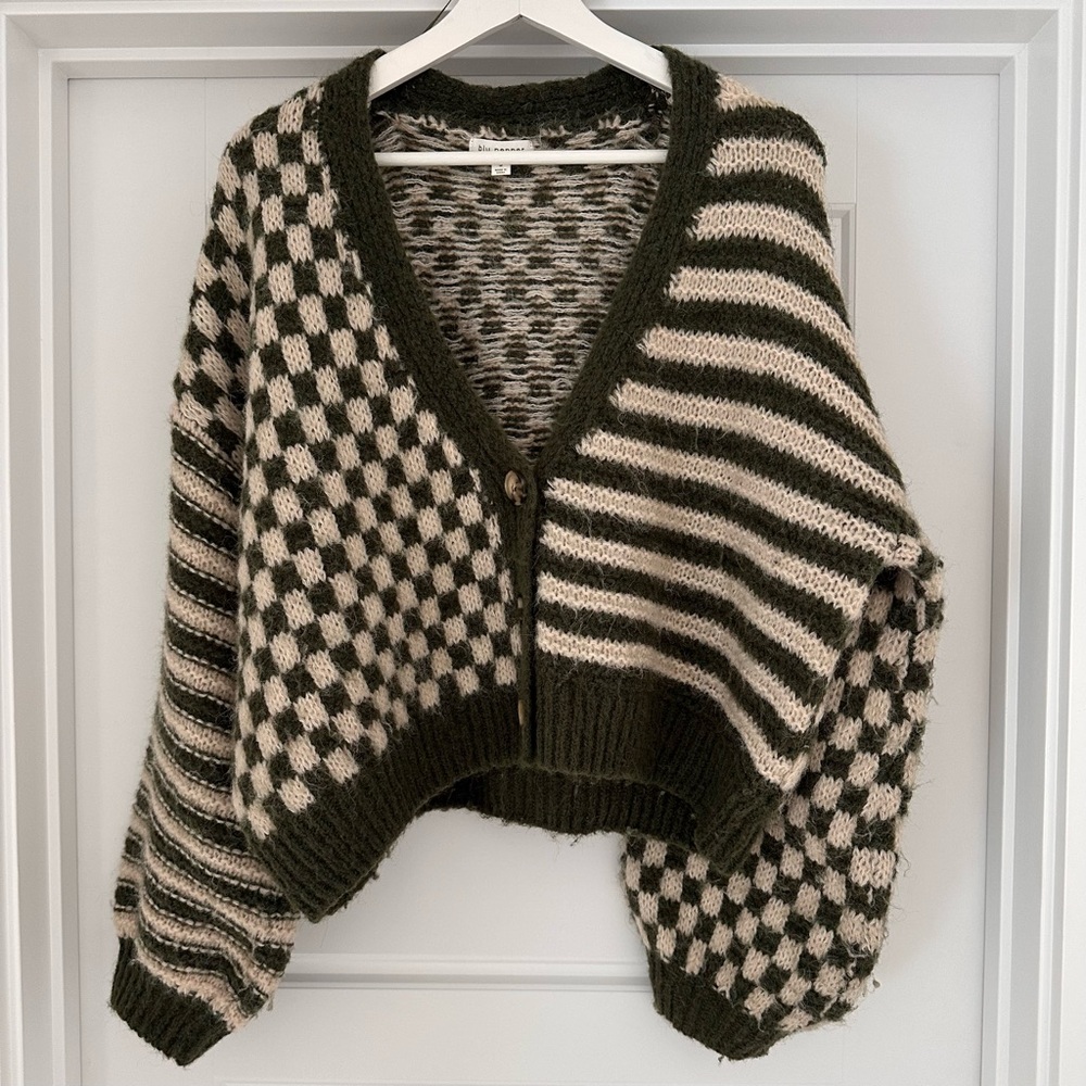 Blu Pepper Black and Cream Patterned Cardigan